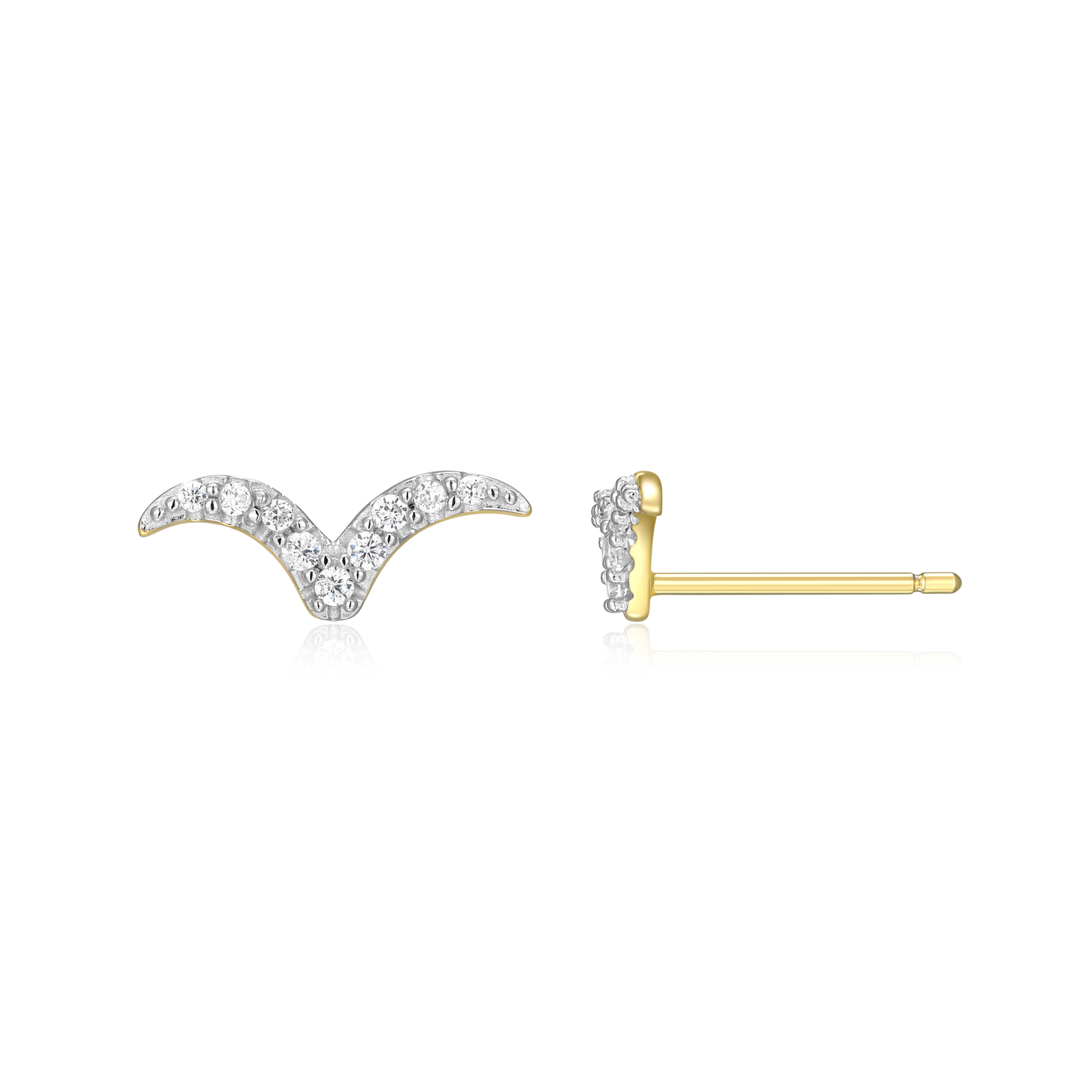 Flying V Stud Earrings in 14K Yellow Gold-Plated Sterling Silver | M by Monte Luna