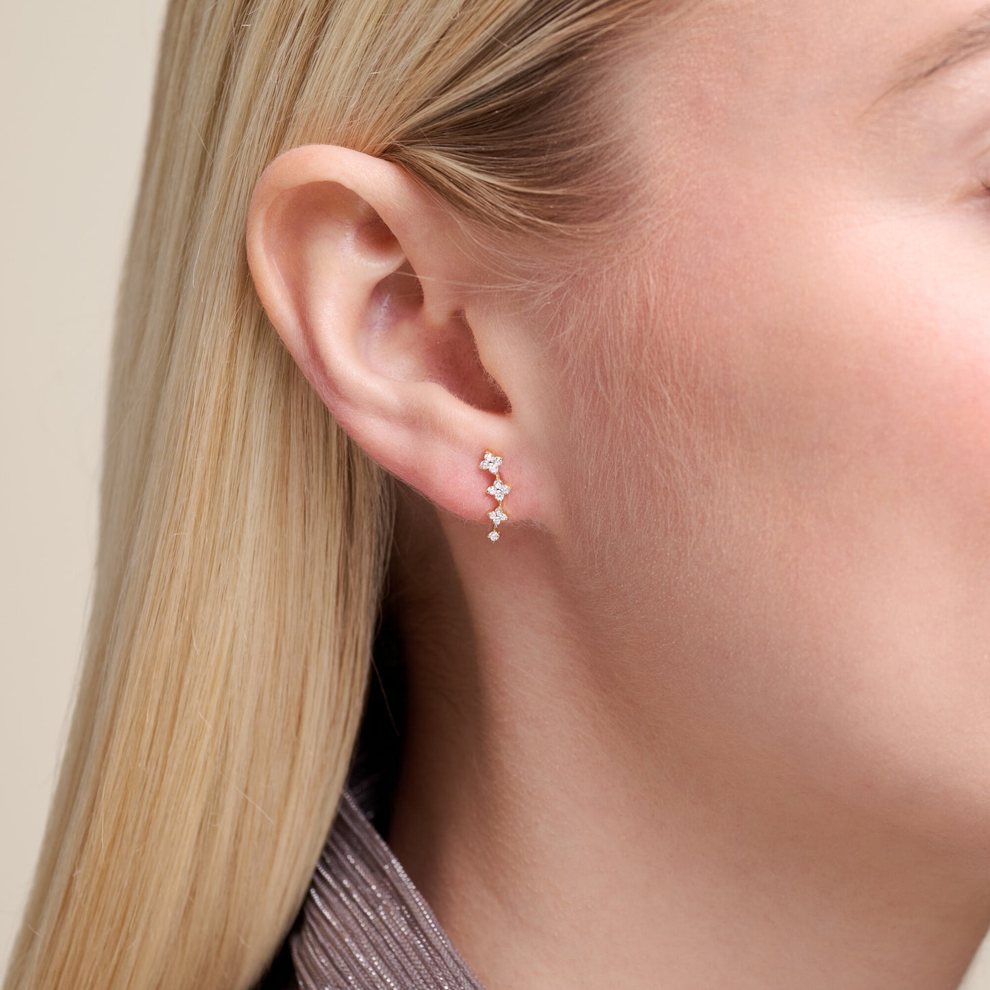 Floral Climber Stud Earrings in 14K Yellow Gold-Plated Sterling Silver | M by Monte Luna