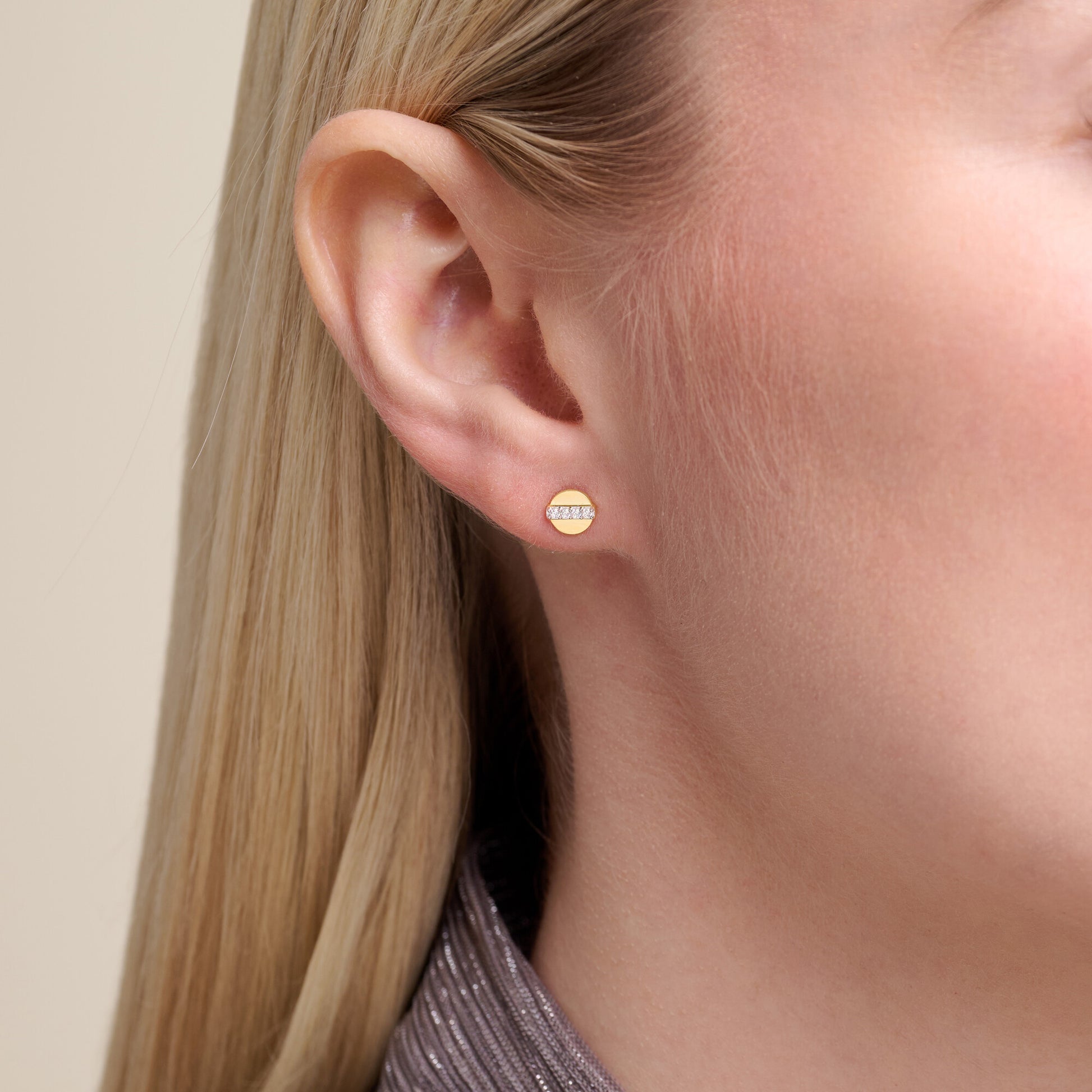 Round Dot Stud Earrings in 14K Yellow Gold-Plated Sterling Silver | M by Monte Luna