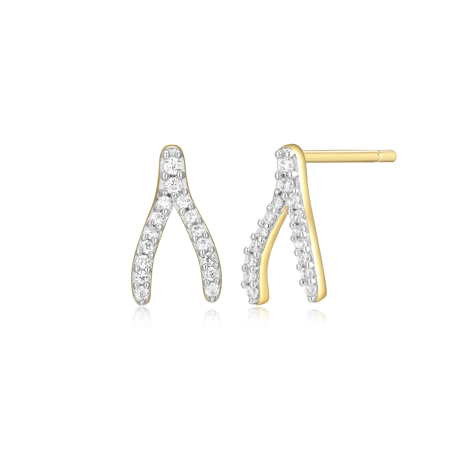 Wishbone Stud Earrings in 14K Yellow Gold-Plated Sterling Silver | M by Monte Luna