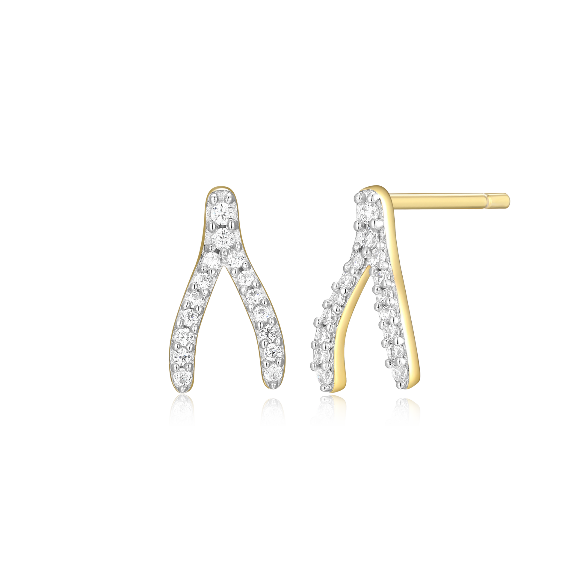 Wishbone Stud Earrings in 14K Yellow Gold-Plated Sterling Silver | M by Monte Luna