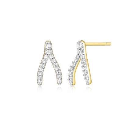 Wishbone Stud Earrings in 14K Yellow Gold-Plated Sterling Silver | M by Monte Luna