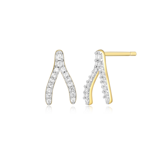 Wishbone Stud Earrings in 14K Yellow Gold-Plated Sterling Silver | M by Monte Luna