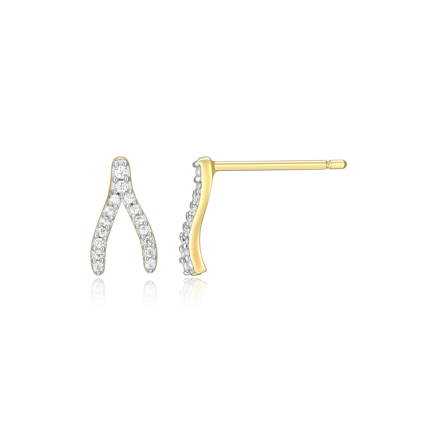 Wishbone Stud Earrings in 14K Yellow Gold-Plated Sterling Silver | M by Monte Luna