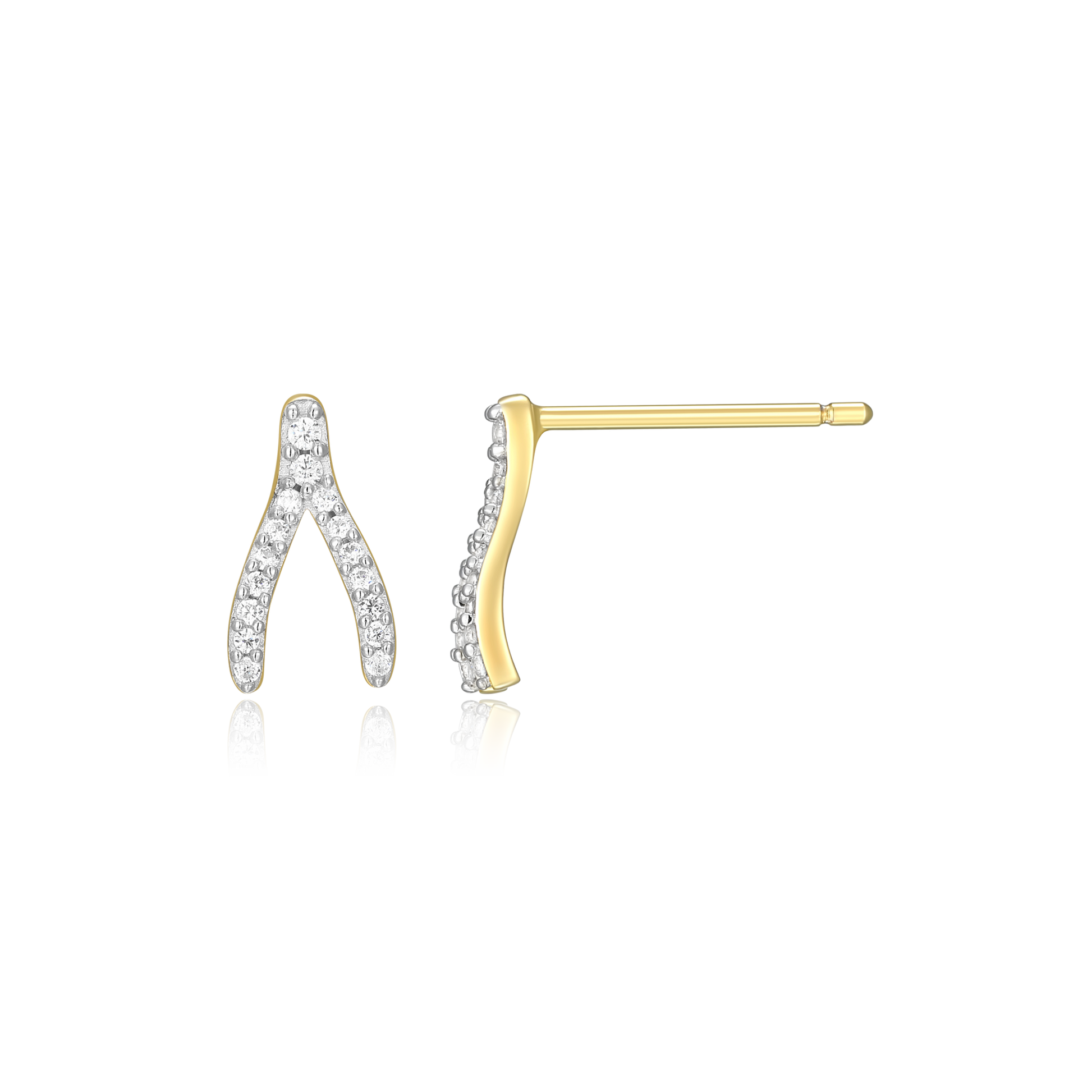 Wishbone Stud Earrings in 14K Yellow Gold-Plated Sterling Silver | M by Monte Luna