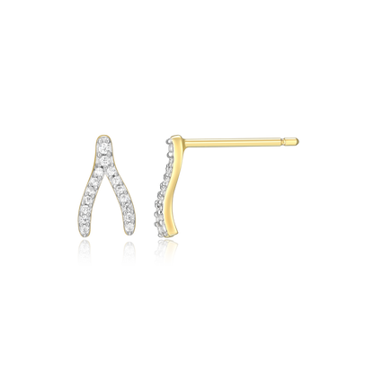 Wishbone Stud Earrings in 14K Yellow Gold-Plated Sterling Silver | M by Monte Luna