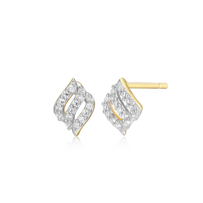 Flame Pave Stud Earrings in 14K Yellow Gold-Plated Sterling Silver | M by Monte Luna