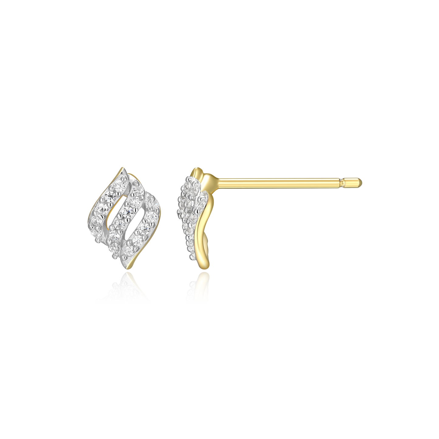 Flame Pave Stud Earrings in 14K Yellow Gold-Plated Sterling Silver | M by Monte Luna