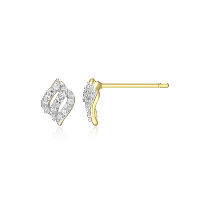 Flame Pave Stud Earrings in 14K Yellow Gold-Plated Sterling Silver | M by Monte Luna