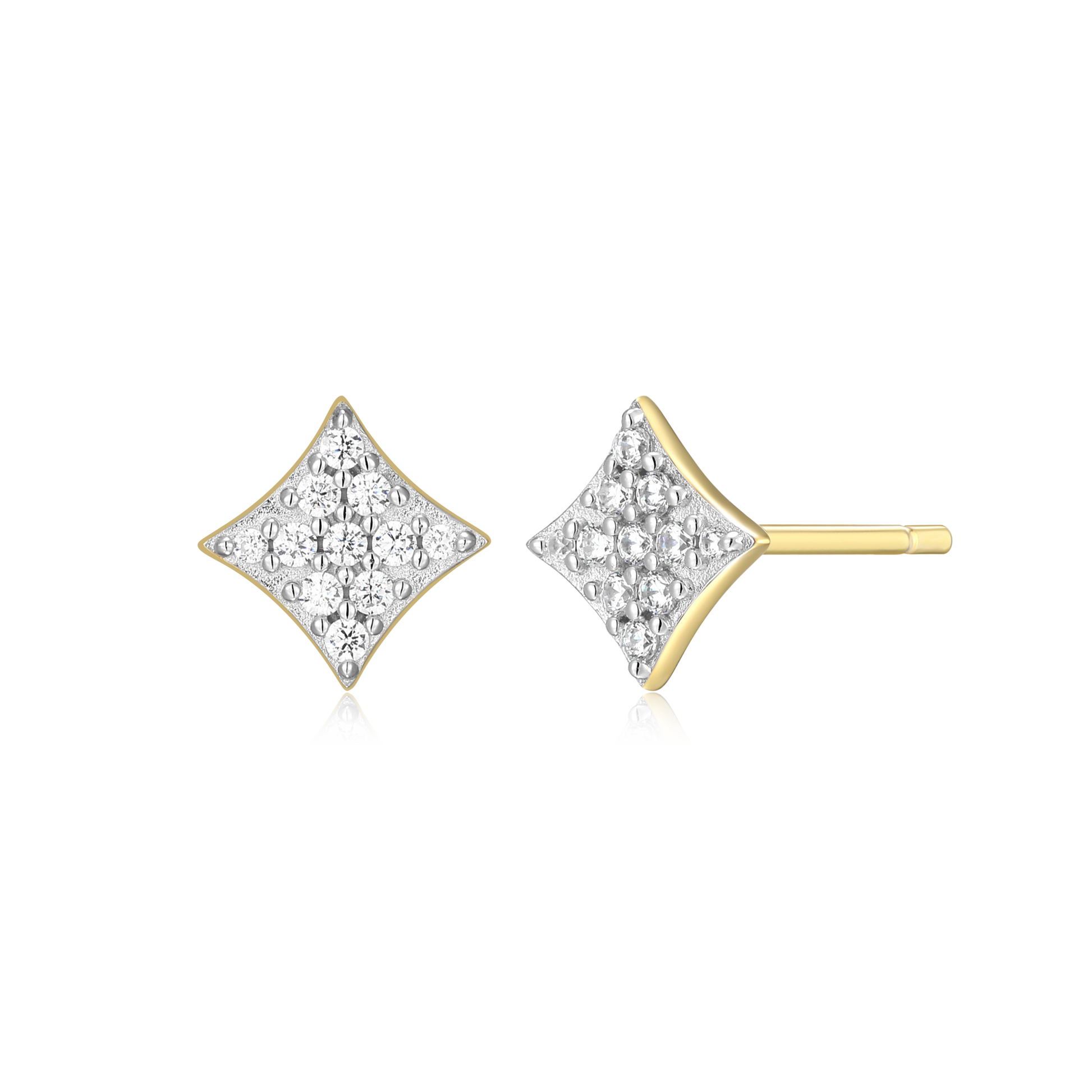 Star Pave Stud Earrings in 14K Yellow Gold-Plated Sterling Silver | M by Monte Luna
