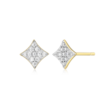Star Pave Stud Earrings in 14K Yellow Gold-Plated Sterling Silver | M by Monte Luna