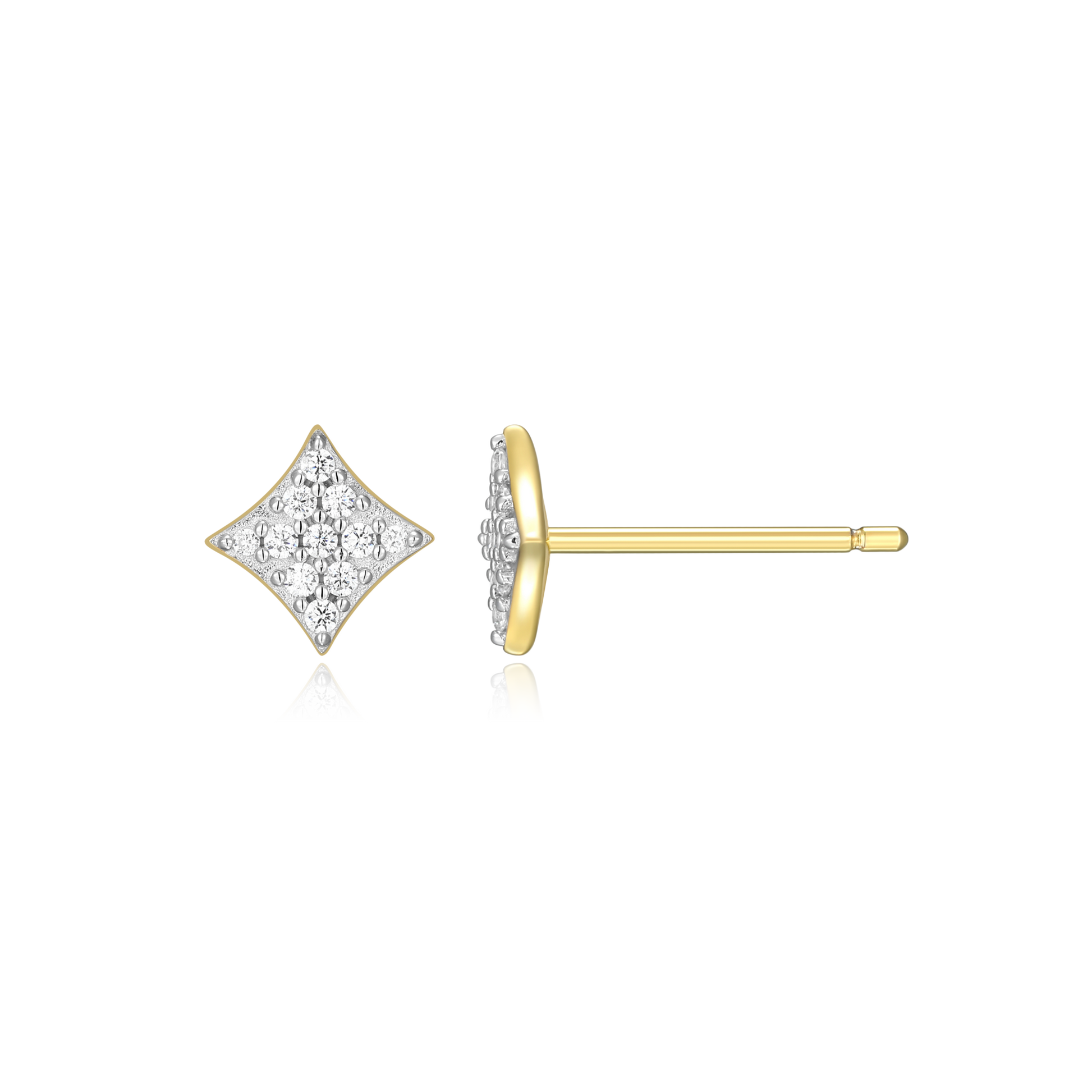 Star Pave Stud Earrings in 14K Yellow Gold-Plated Sterling Silver | M by Monte Luna