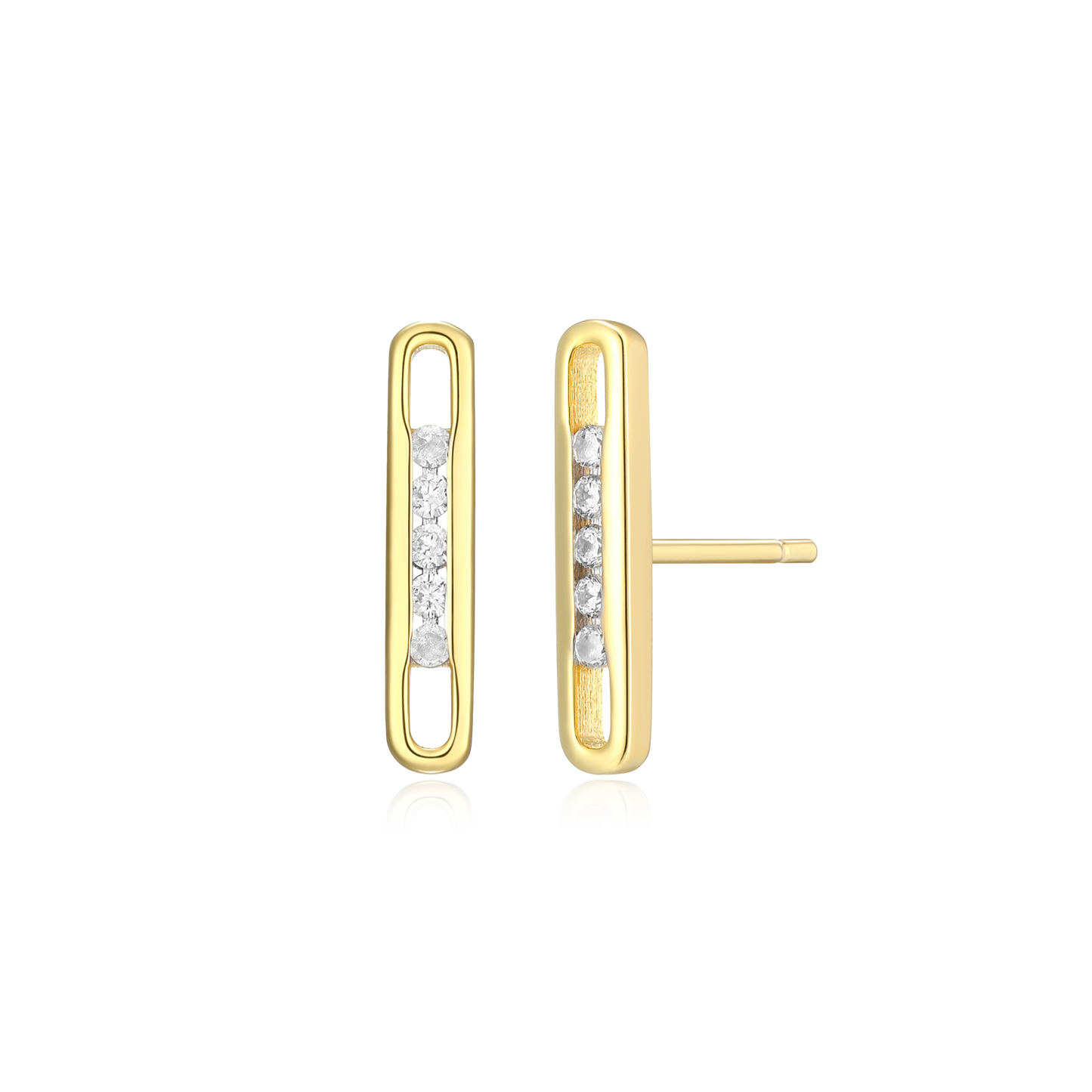 Paperclip Stud Earrings in 14K Yellow Gold-Plated Sterling Silver | M by Monte Luna