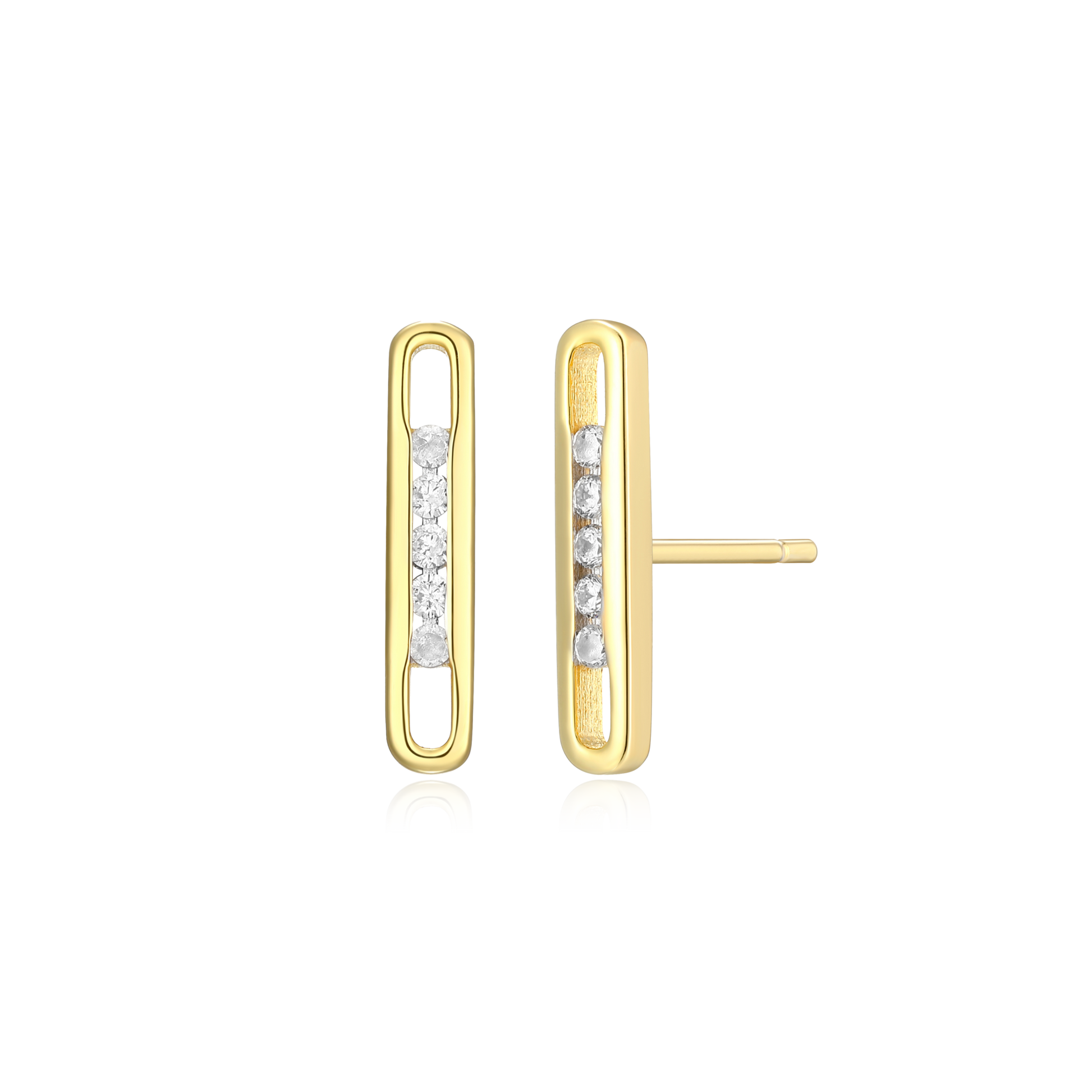 Paperclip Stud Earrings in 14K Yellow Gold-Plated Sterling Silver | M by Monte Luna