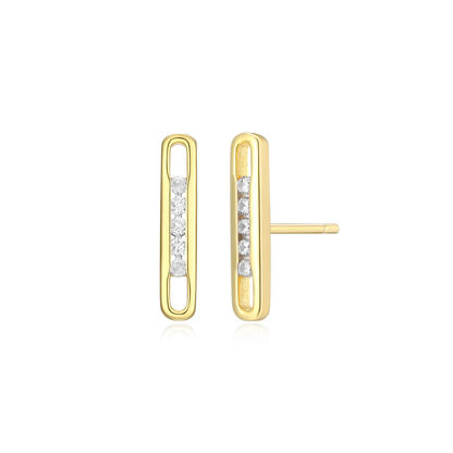 Paperclip Stud Earrings in 14K Yellow Gold-Plated Sterling Silver | M by Monte Luna