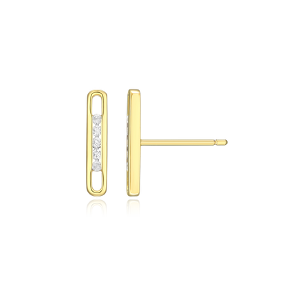 Paperclip Stud Earrings in 14K Yellow Gold-Plated Sterling Silver | M by Monte Luna