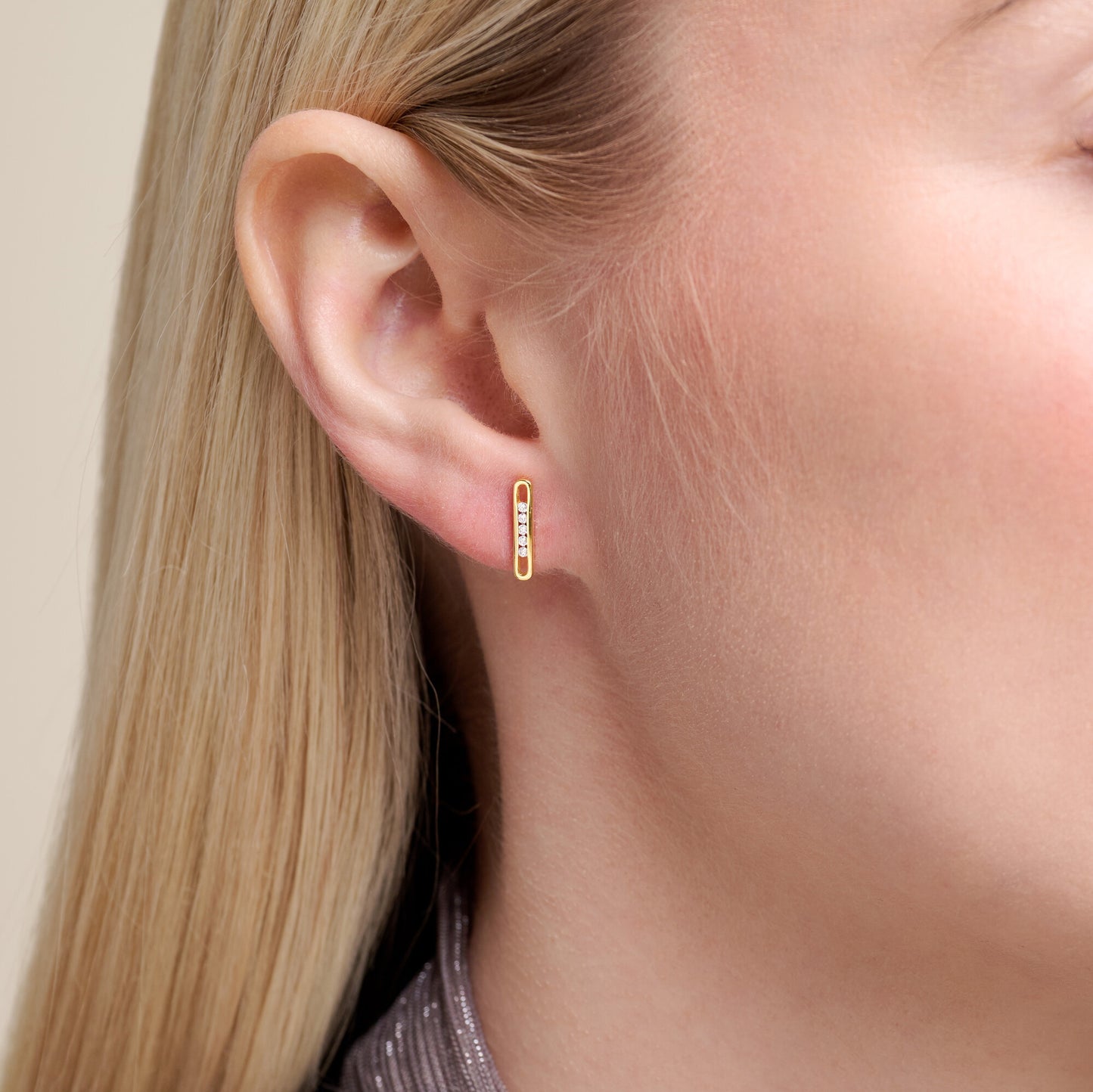 Paperclip Stud Earrings in 14K Yellow Gold-Plated Sterling Silver | M by Monte Luna