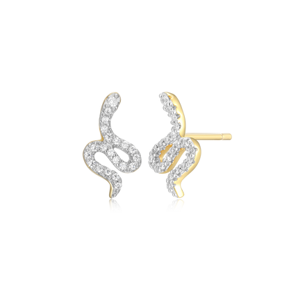 Snake Stud Earrings in 14K Yellow Gold-Plated Sterling Silver | M by Monte Luna