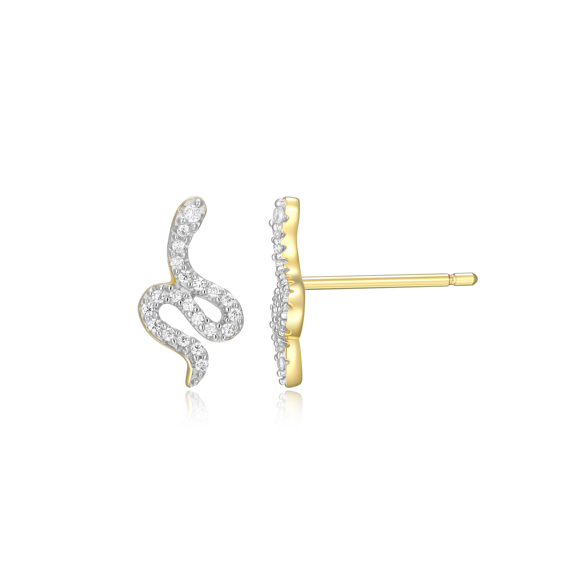 Snake Stud Earrings in 14K Yellow Gold-Plated Sterling Silver | M by Monte Luna