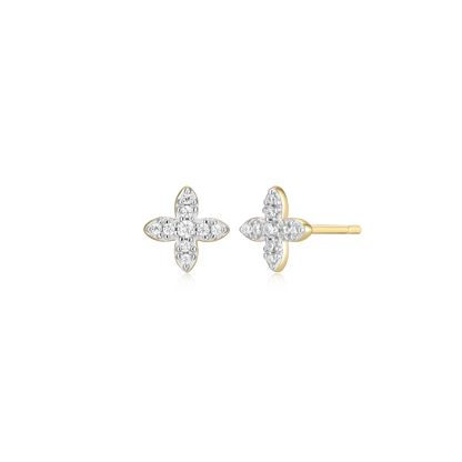Four Leaf Flower Stud Earrings in 14K Yellow Gold-Plated Sterling Silver | M by Monte Luna