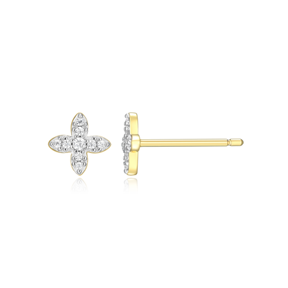 Four Leaf Flower Stud Earrings in 14K Yellow Gold-Plated Sterling Silver | M by Monte Luna