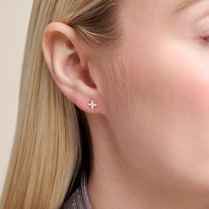 Four Leaf Flower Stud Earrings in 14K Yellow Gold-Plated Sterling Silver | M by Monte Luna