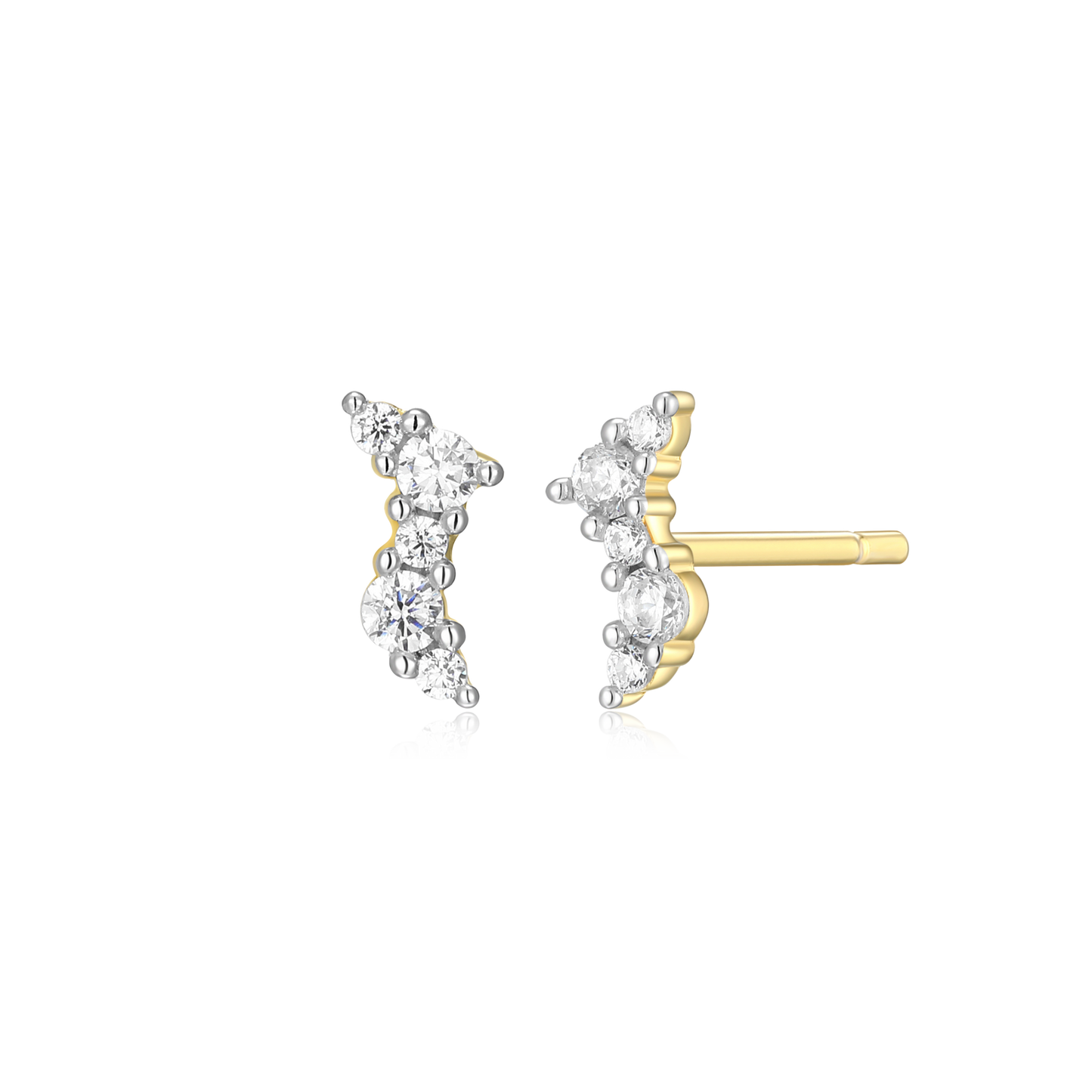 Scattered Lab-Created Diamond Stud Earrings in 14K Yellow Gold-Plated Sterling Silver | M by Monte Luna
