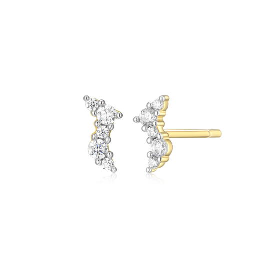 Scattered Lab-Created Diamond Stud Earrings in 14K Yellow Gold-Plated Sterling Silver | M by Monte Luna