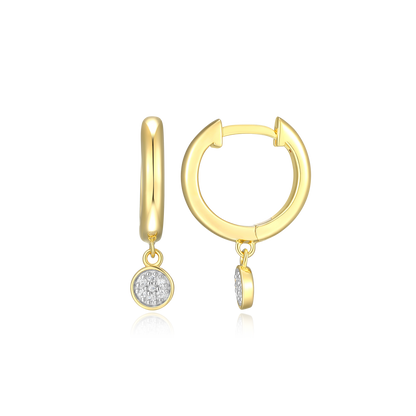 Round Drop Huggie Earrings in 14K Yellow Gold-Plated Sterling Silver | M by Monte Luna