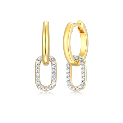 Oval Drop Huggie Earrings in 14K Yellow Gold-Plated Sterling Silver | M by Monte Luna