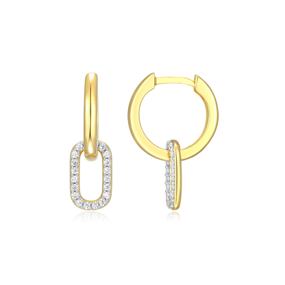 Oval Drop Huggie Earrings in 14K Yellow Gold-Plated Sterling Silver | M by Monte Luna