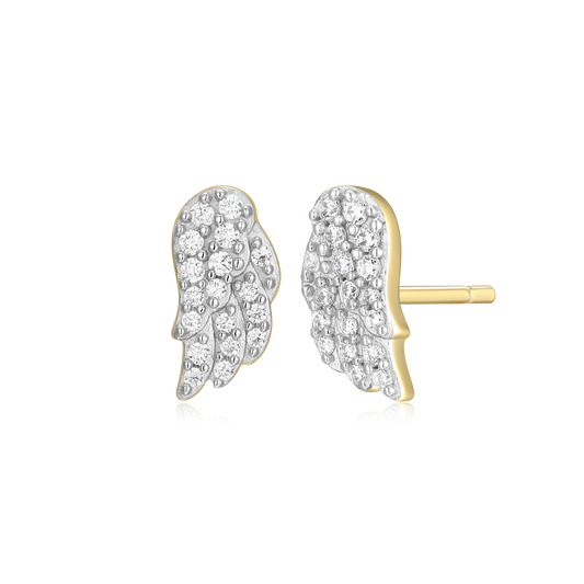 Wing Stud Earrings in 14K Yellow Gold-Plated Sterling Silver | M by Monte Luna