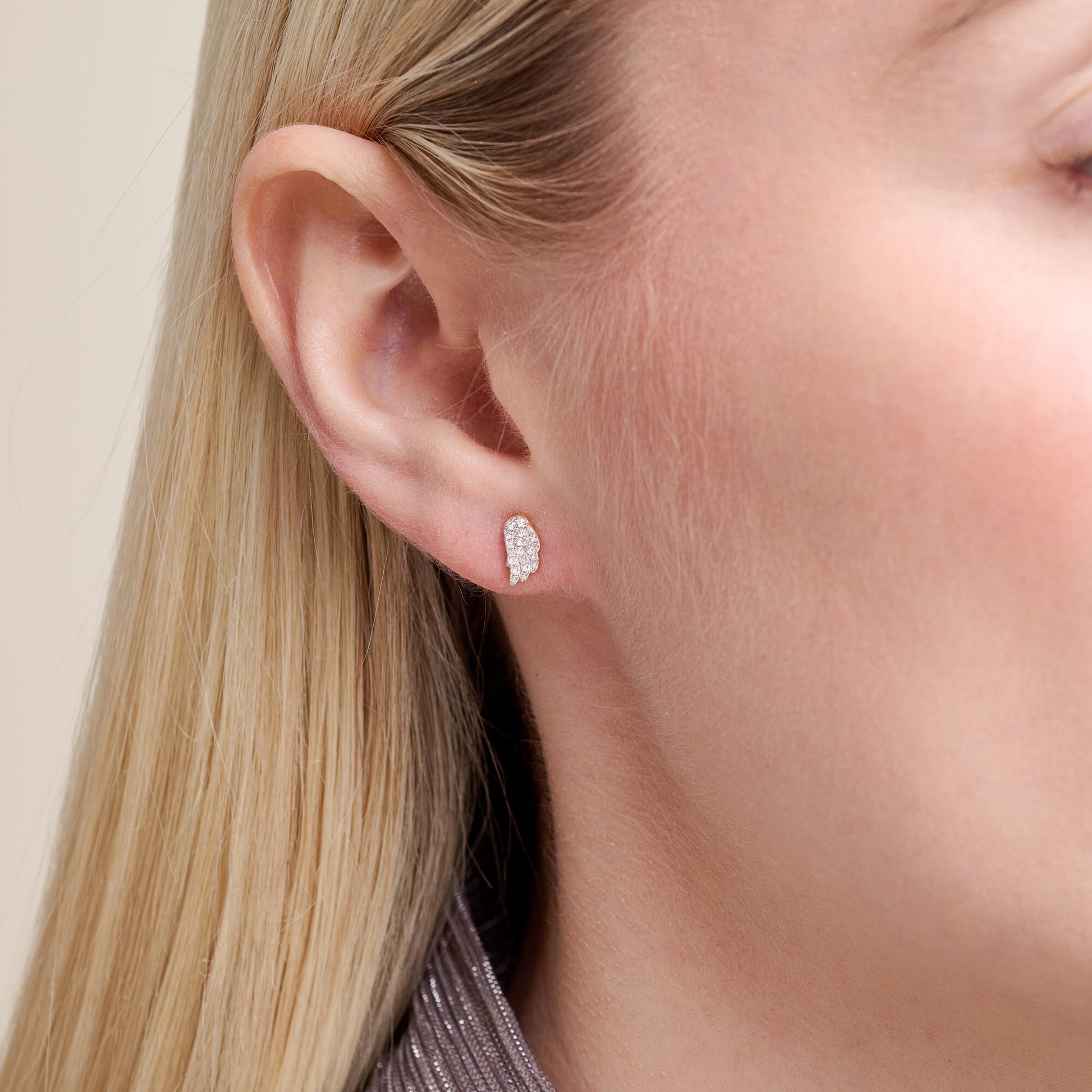 Wing Stud Earrings in 14K Yellow Gold-Plated Sterling Silver | M by Monte Luna