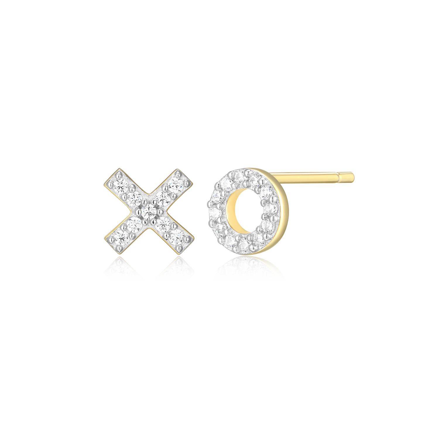 XO Stud Earrings in 14K Yellow Gold-Plated Sterling Silver | M by Monte Luna