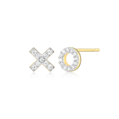 XO Stud Earrings in 14K Yellow Gold-Plated Sterling Silver | M by Monte Luna