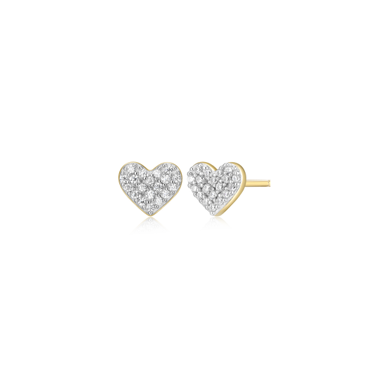 Heart Stud Earrings in 14K Yellow Gold-Plated Sterling Silver | M by Monte Luna