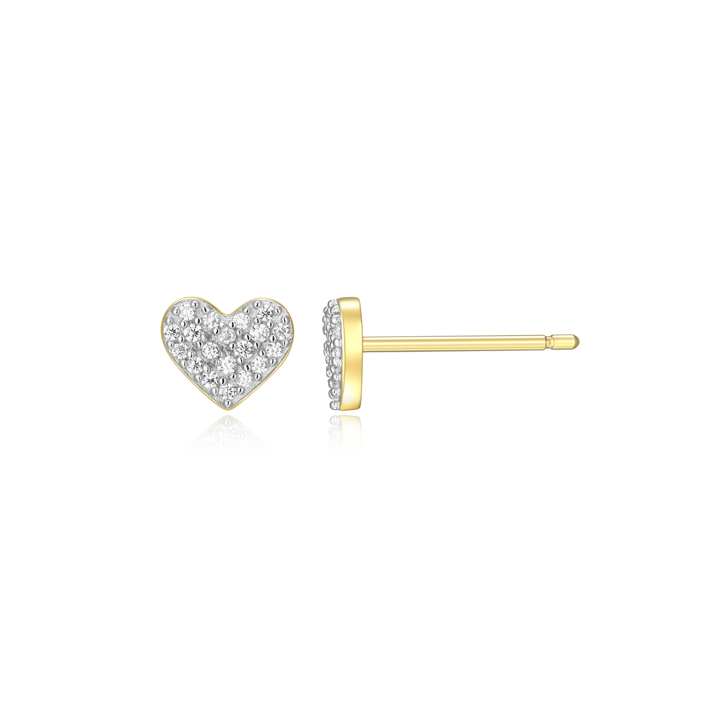 Heart Stud Earrings in 14K Yellow Gold-Plated Sterling Silver | M by Monte Luna