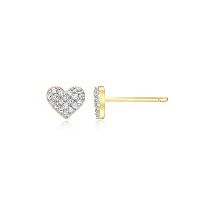 Heart Stud Earrings in 14K Yellow Gold-Plated Sterling Silver | M by Monte Luna