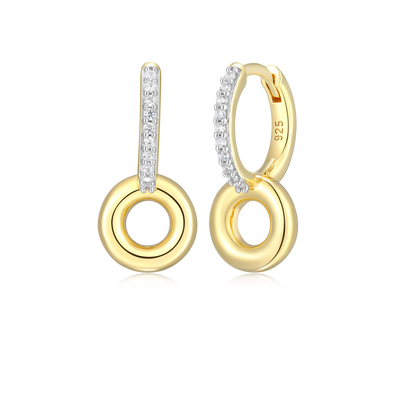 Donut Drop Huggie Earrings in 14K Yellow Gold-Plated Sterling Silver | M by Monte Luna