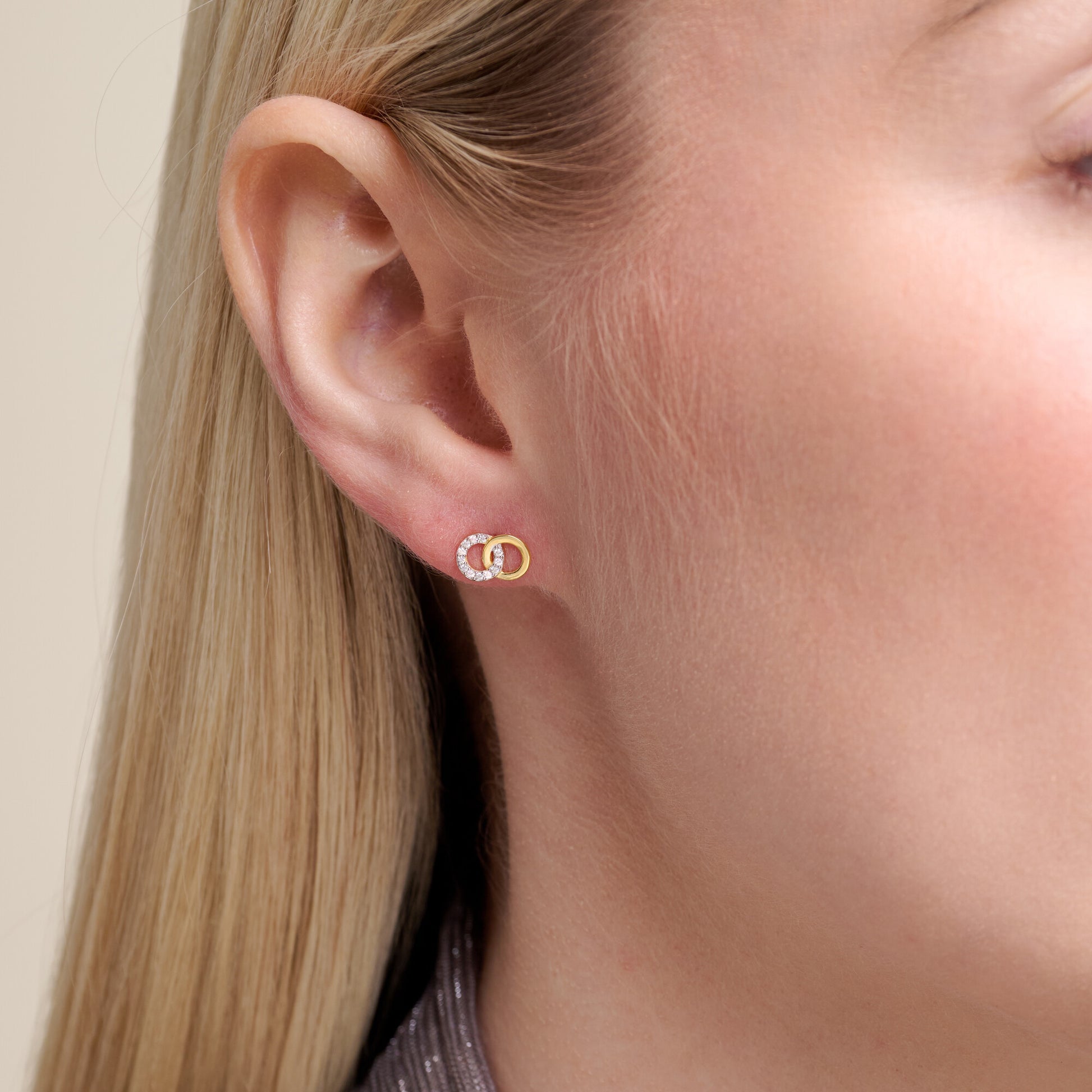 Twin Circle Stud Earrings in 14K Yellow Gold-Plated Sterling Silver | M by Monte Luna