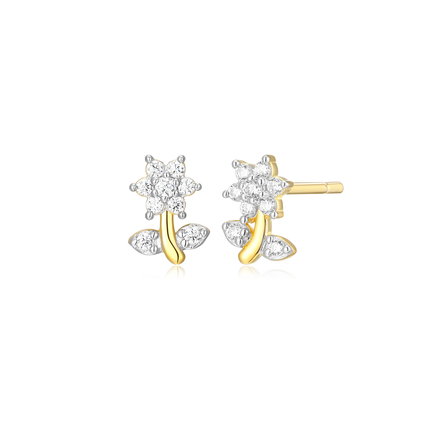 Flower Stud Earrings in 14K Yellow Gold-Plated Sterling Silver | M by Monte Luna