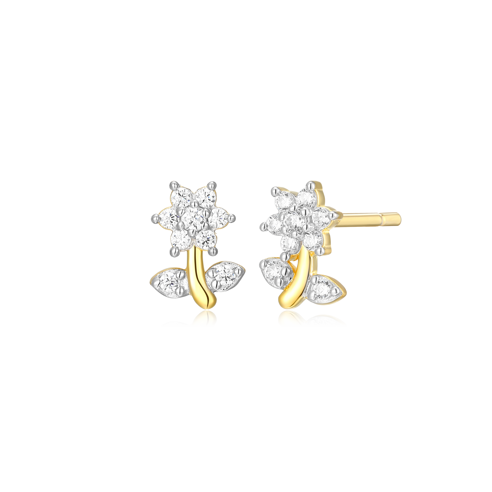 Flower Stud Earrings in 14K Yellow Gold-Plated Sterling Silver | M by Monte Luna