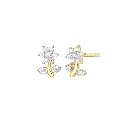 Flower Stud Earrings in 14K Yellow Gold-Plated Sterling Silver | M by Monte Luna
