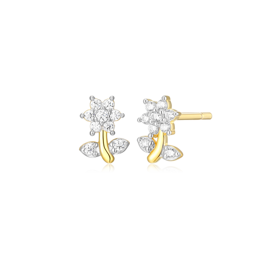 Flower Stud Earrings in 14K Yellow Gold-Plated Sterling Silver | M by Monte Luna