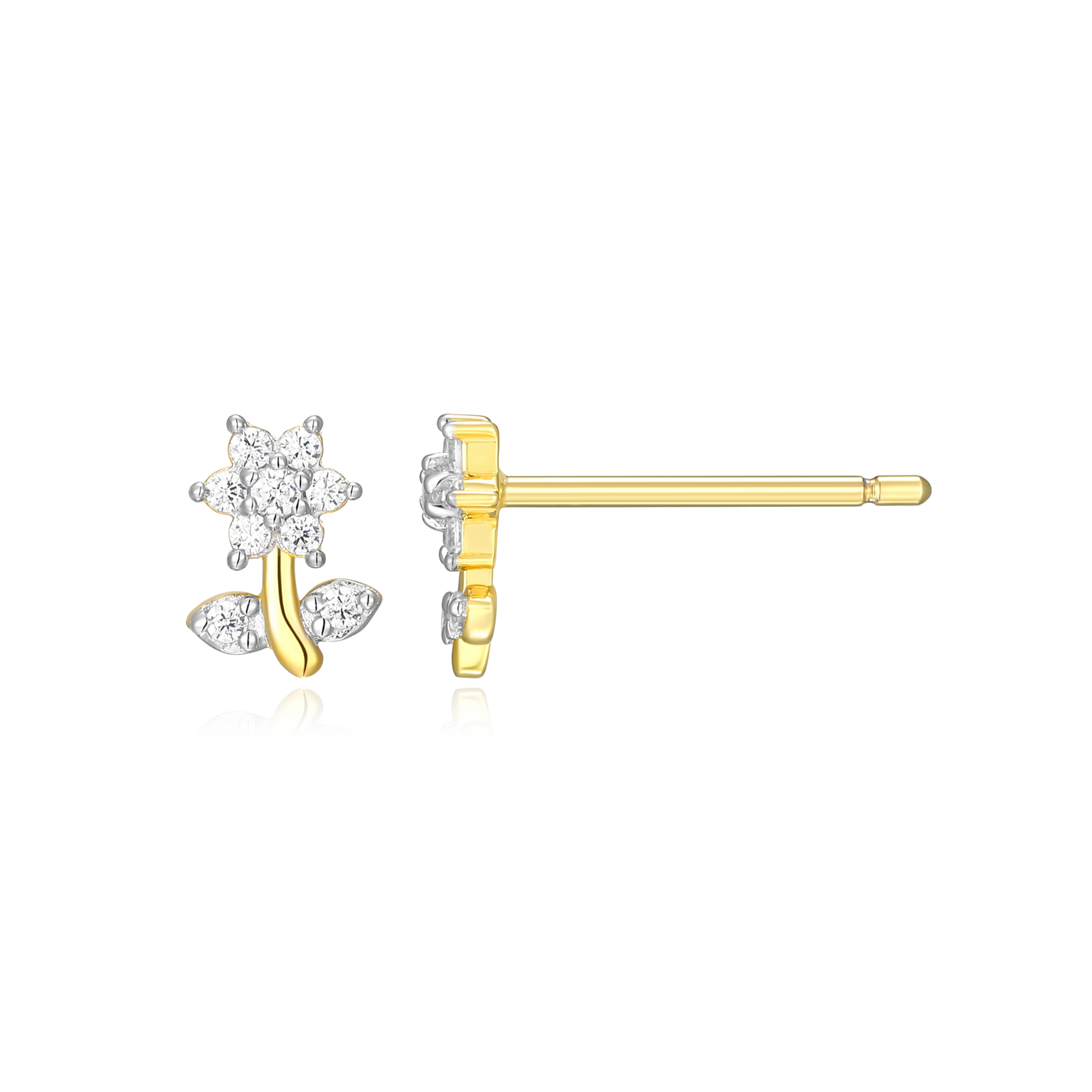 Flower Stud Earrings in 14K Yellow Gold-Plated Sterling Silver | M by Monte Luna