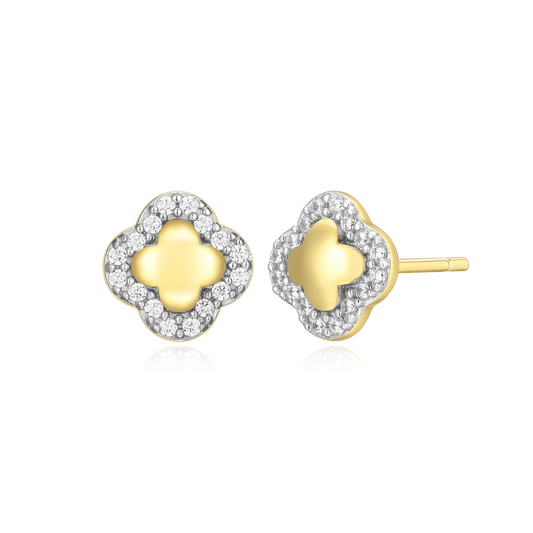 Clover Stud Earrings in 14K Yellow Gold-Plated Sterling Silver | M by Monte Luna