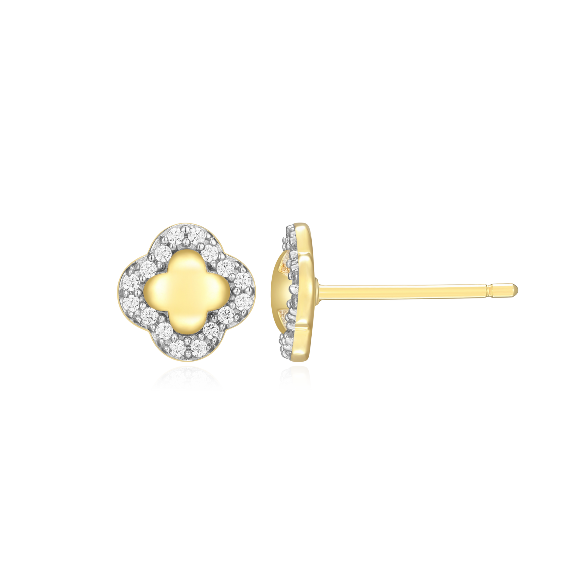Clover Stud Earrings in 14K Yellow Gold-Plated Sterling Silver | M by Monte Luna