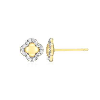 Clover Stud Earrings in 14K Yellow Gold-Plated Sterling Silver | M by Monte Luna