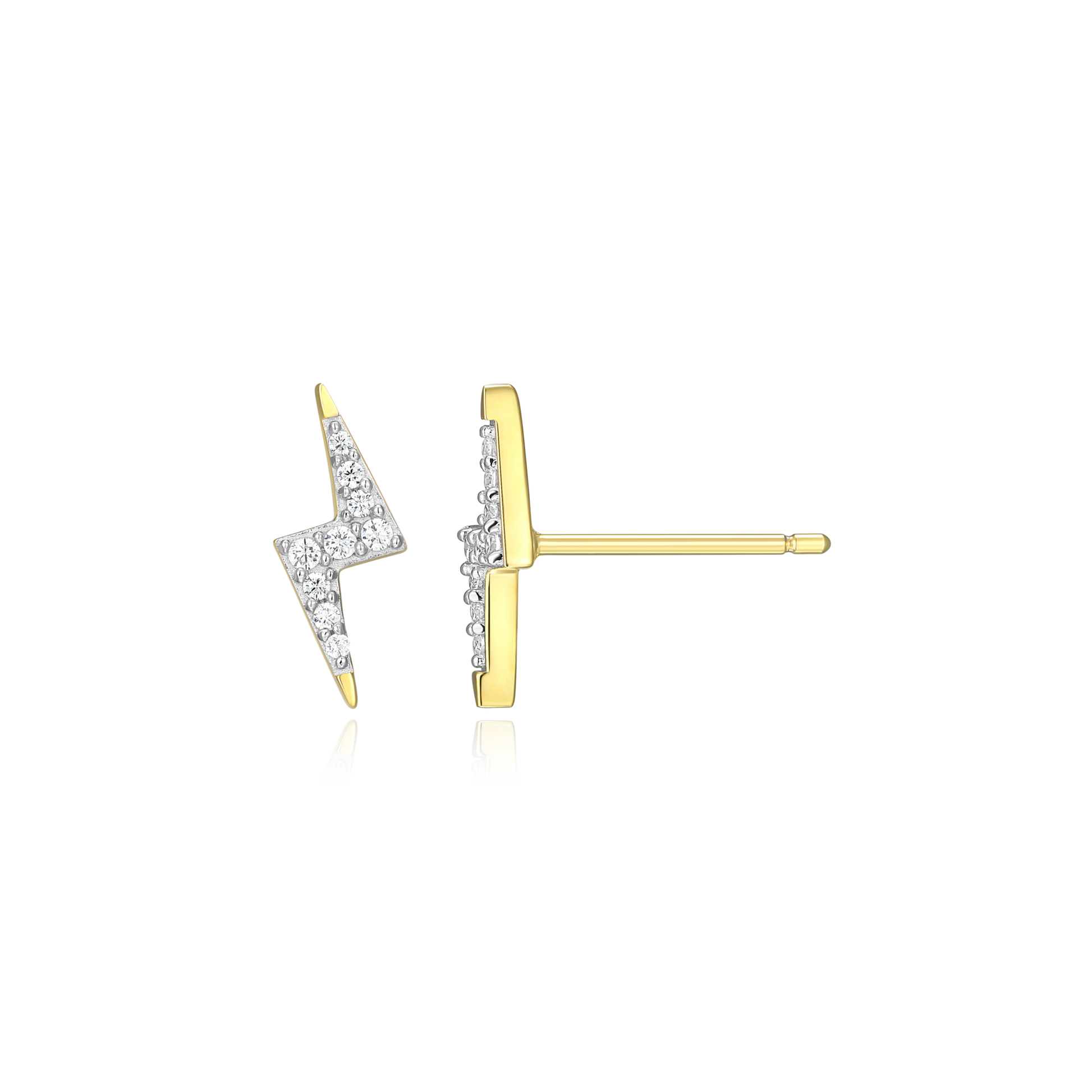 Lightning Stud Earrings in 14K Yellow Gold-Plated Sterling Silver | M by Monte Luna