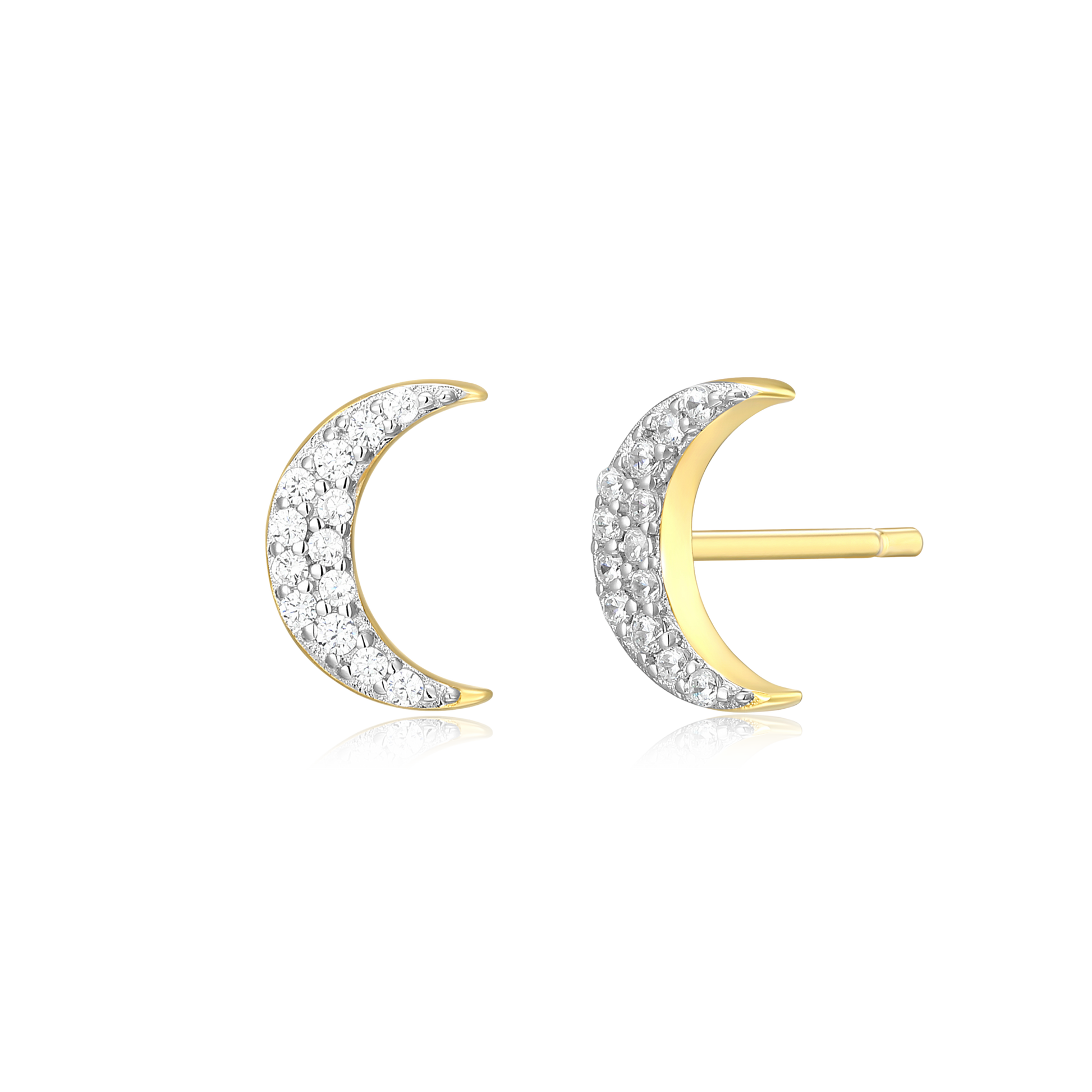 Crescent Stud Earrings in 14K Yellow Gold-Plated Sterling Silver | M by Monte Luna